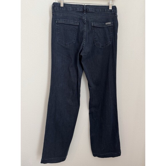 Eddie Bauer Jeans Stretch Curvy Fit Trouser Leg 5 Pocket Dark Blue Size 10 EUC - Picture 4 of 11